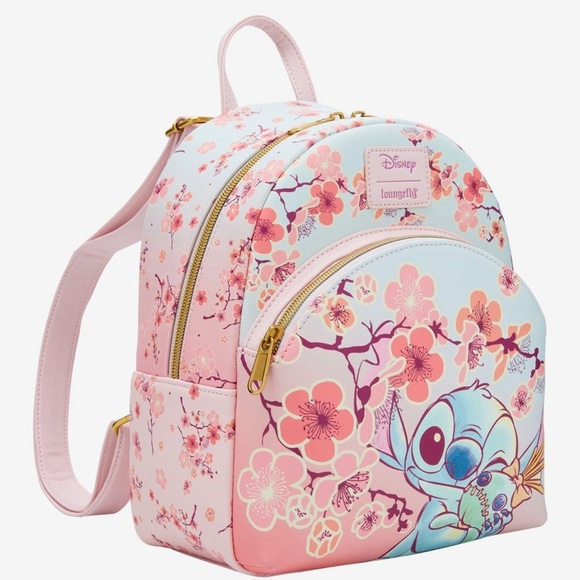Loungefly Disney Stitch and Scrump Cherry Blossom Mini Backpack - Picture 2 of 6